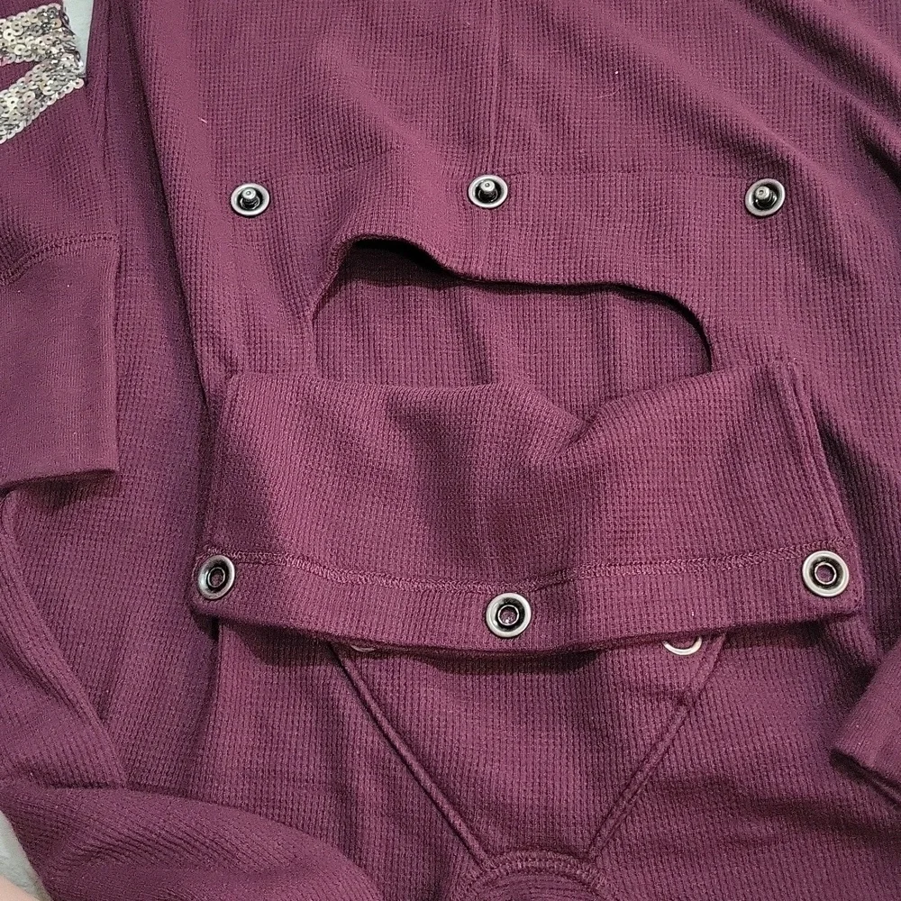 PINK Victoria's Secret Burgundy Pajama Onesie - Picture 14 of 14